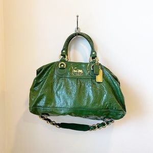 Coach Leather Madison Satchel Handbag Green Patent